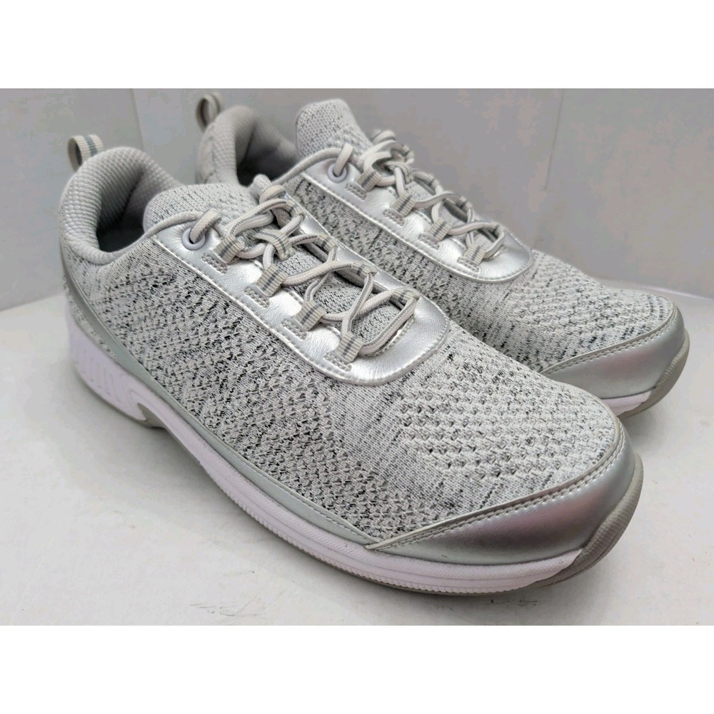 Orthofeet 982 Sandy Gray Silver Knit Comfort Orthopedic Shoes Women 12 X Wide 2E